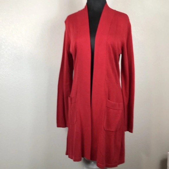 2/$30 NEW Isaac Mizrahi Live! Cardigan Size Small Open Front Hi-Low Hem Sweater - Picture 4 of 16